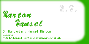 marton hansel business card